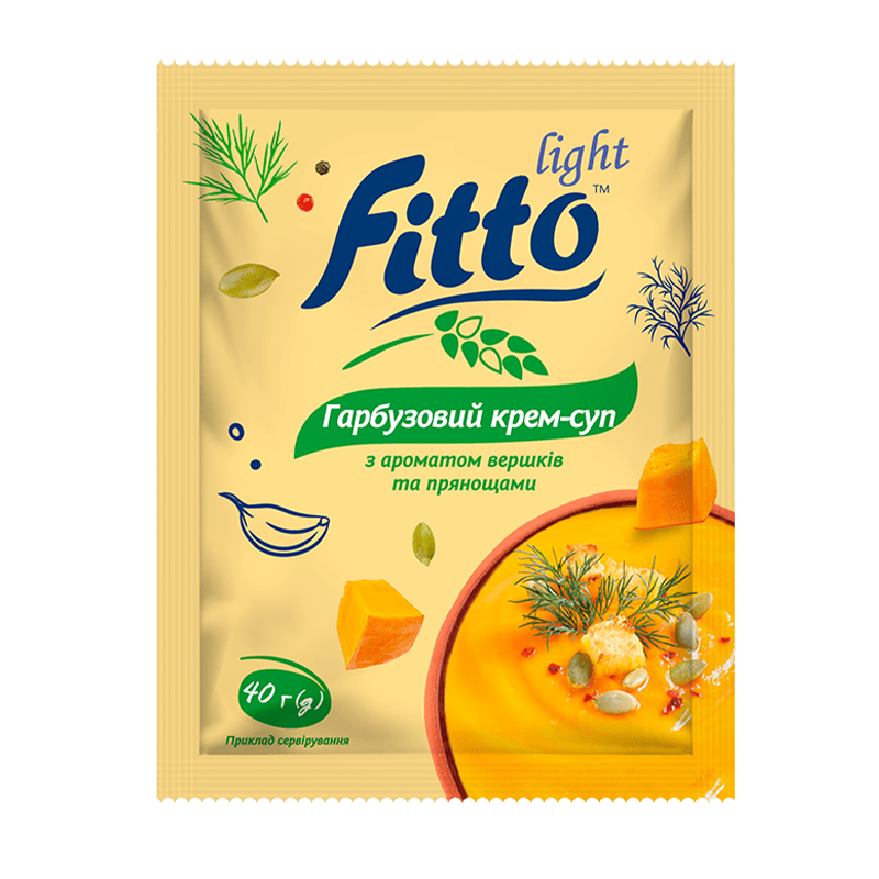 Гарбузовий крем-суп з ароматом вершків та прянощами у сашеті ТМ «Fitto light» 40г 